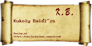 Kukoly Balázs névjegykártya